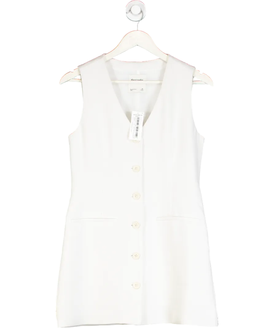 Abercrombie & Fitch White Tailored Longline Waistcoat UK S