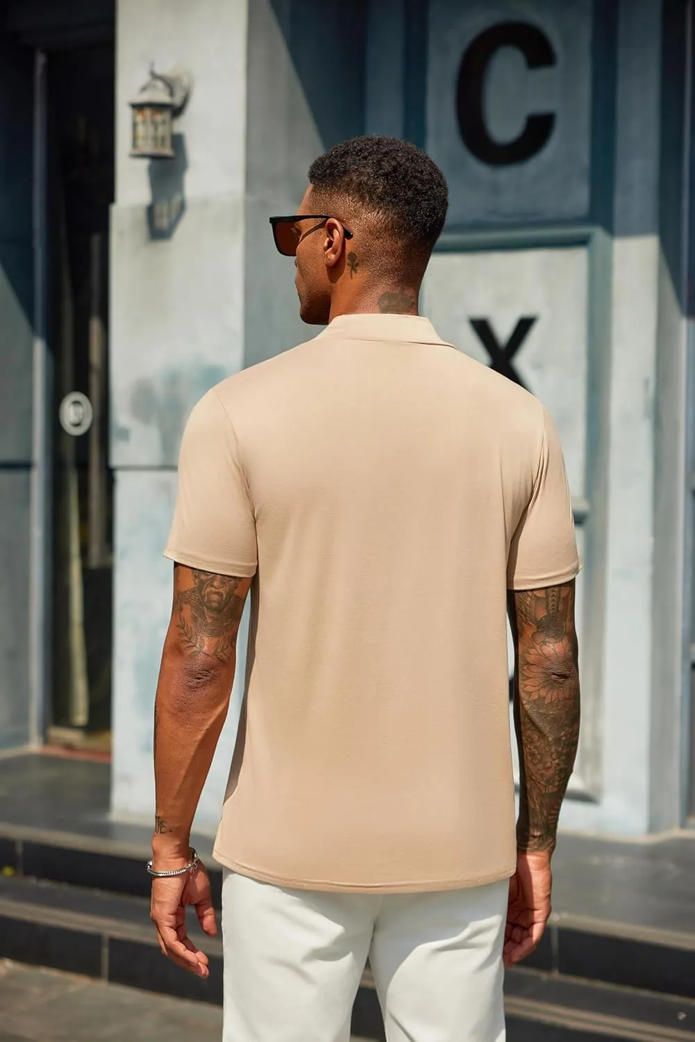 COOFANDY Men's Mock Turtleneck T Shirt Short Sleeve Slim Fit Basic Casual Undershirt Solid Color Pullover Tee