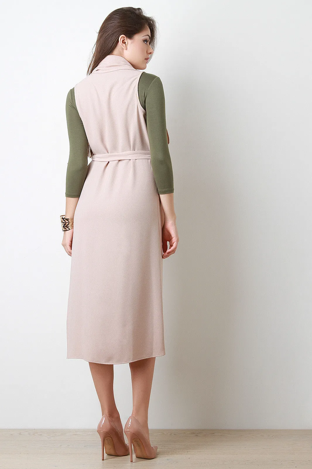 Crepe Ruffle Longline Vest