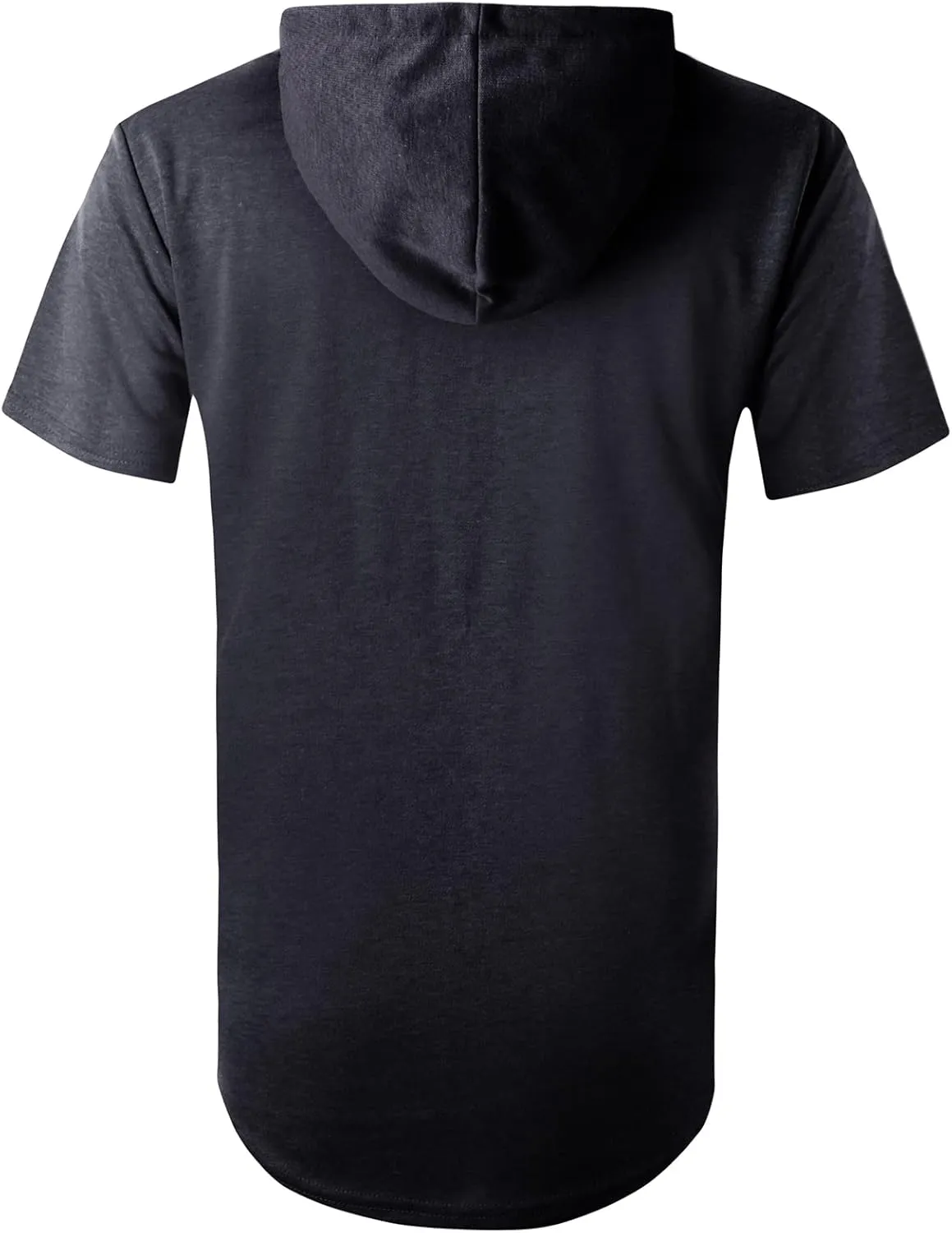 GIVON Men's Short Sleeve Pullover Hoodie Hipster Longline Hooded Shirt Lightweight Cotton Blend Casual Streetwear