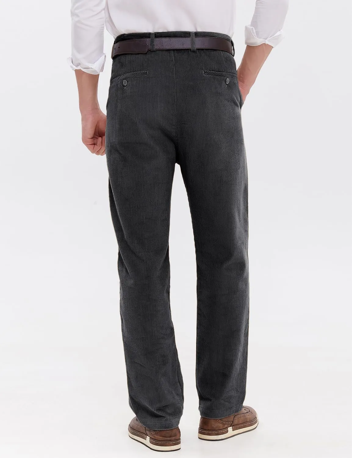 IDEALSANXUN Mens Corduroy Pants Pleated Casual Straight Leg Fall Winter Dress Pant Trouser