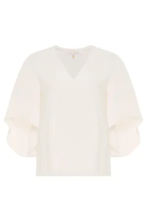 Ivory Crepe Vneck Nina Top