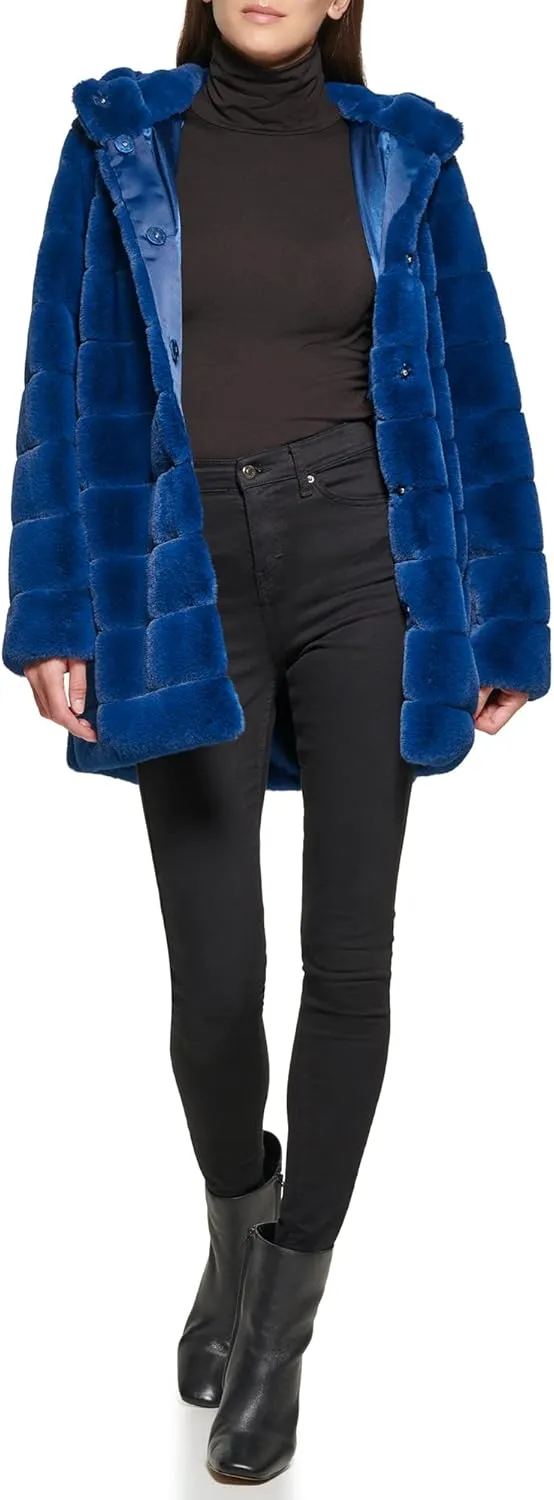 Kenneth Cole Women's Classic Mink Style Faux Fur Coat