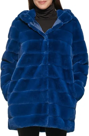 Kenneth Cole Women's Classic Mink Style Faux Fur Coat