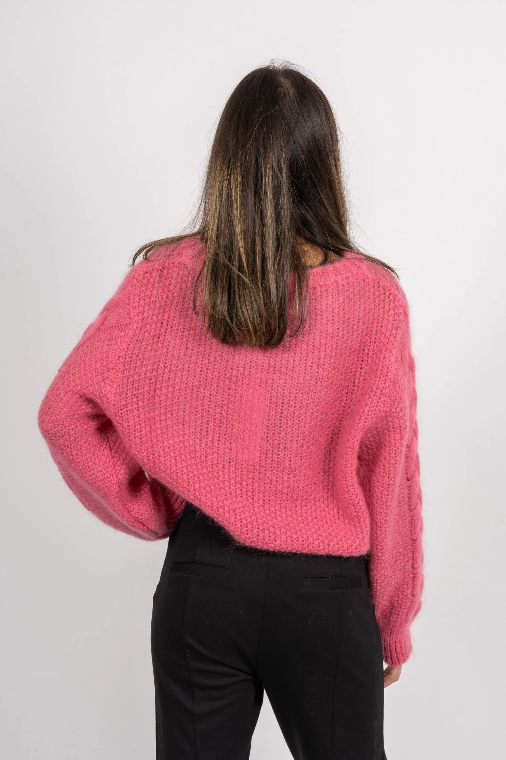 Louisa Cable Knit Pullover - Pink