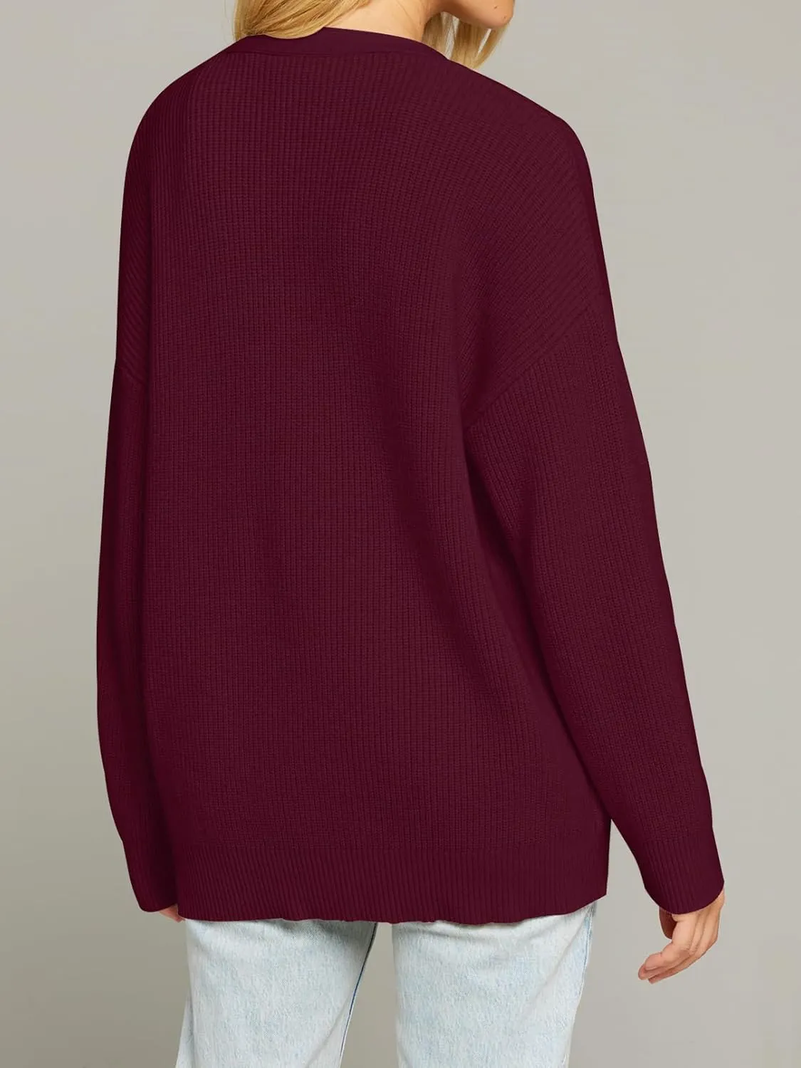 MEROKEETY Women's Cardigan Sweaters 2025 Fall Open Front Oversized Button V Neck Loose Soft Knit Outwear