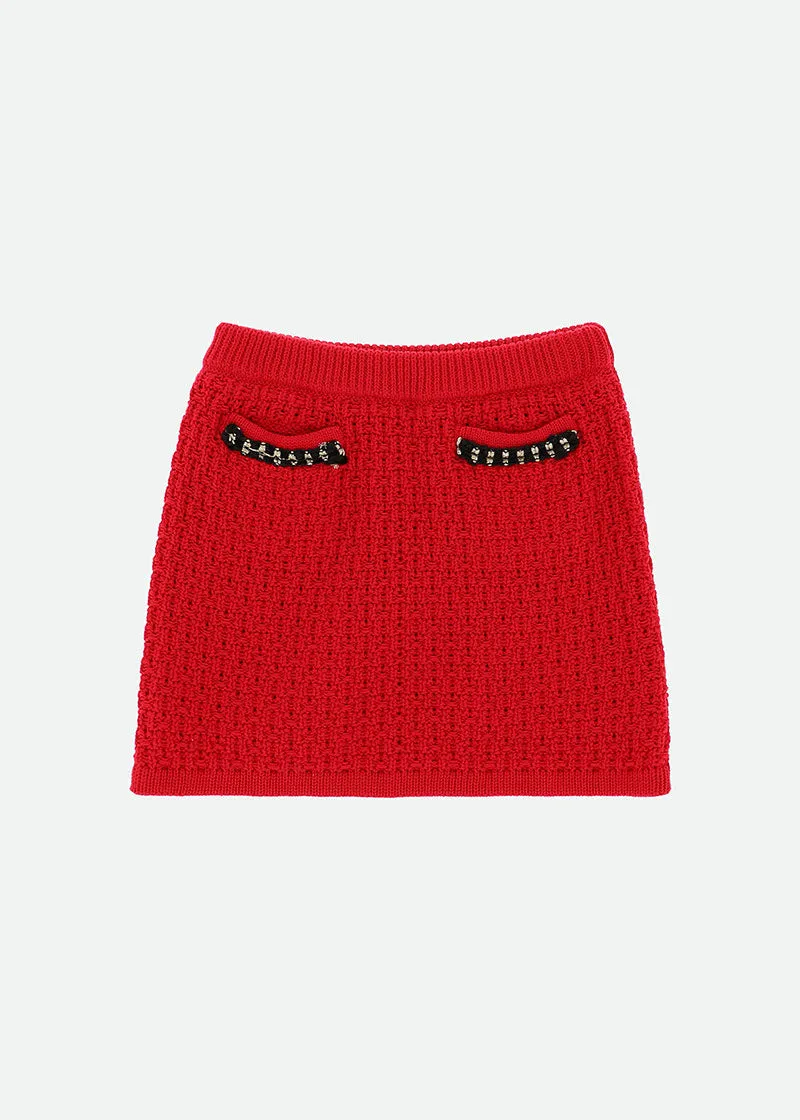 Paris Knitted Skirt Red
