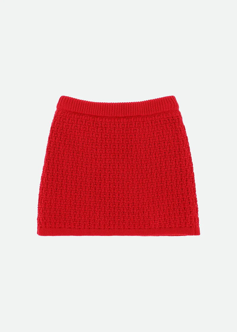Paris Knitted Skirt Red