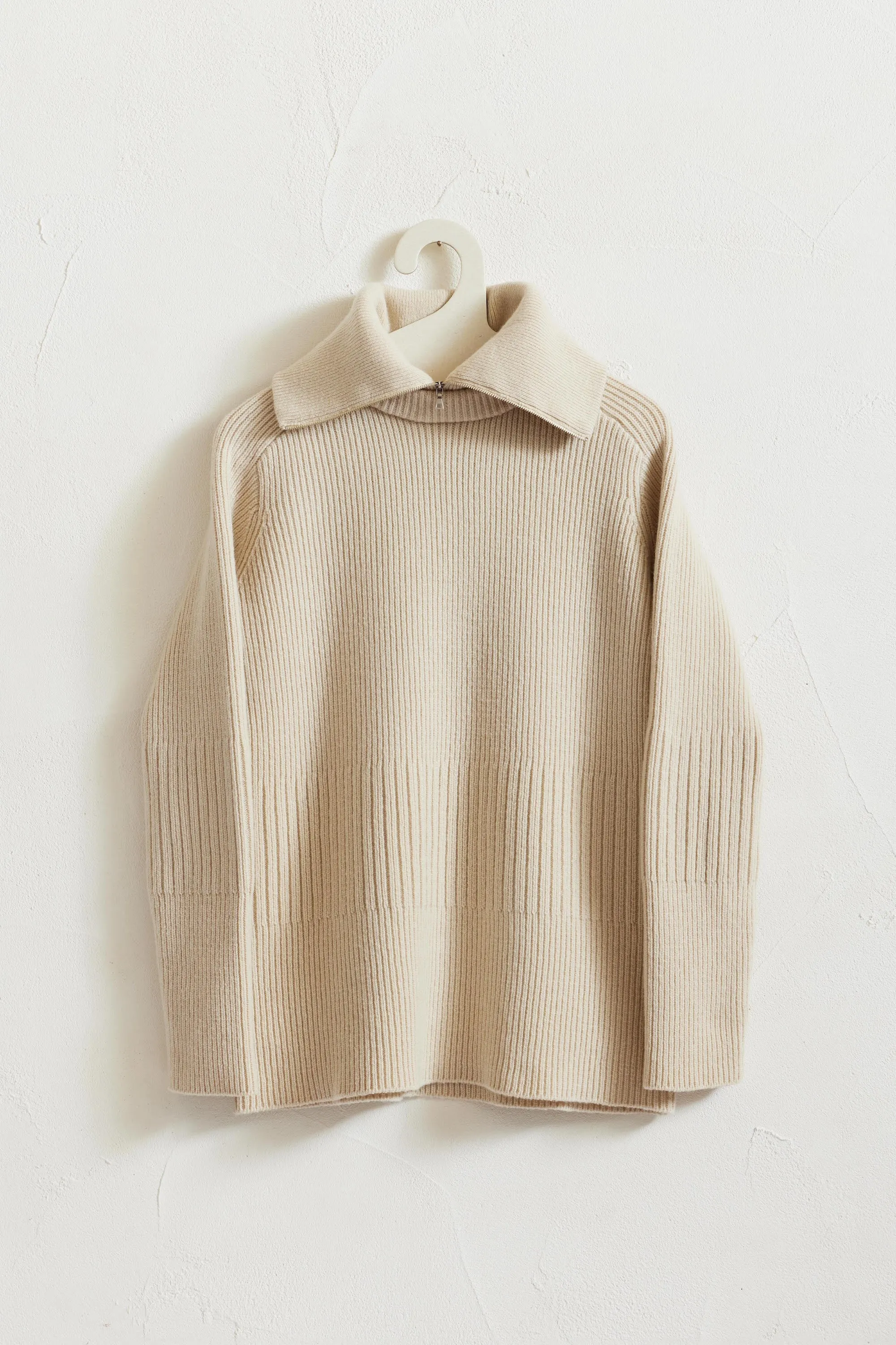 Rib Knit Zip Pullover