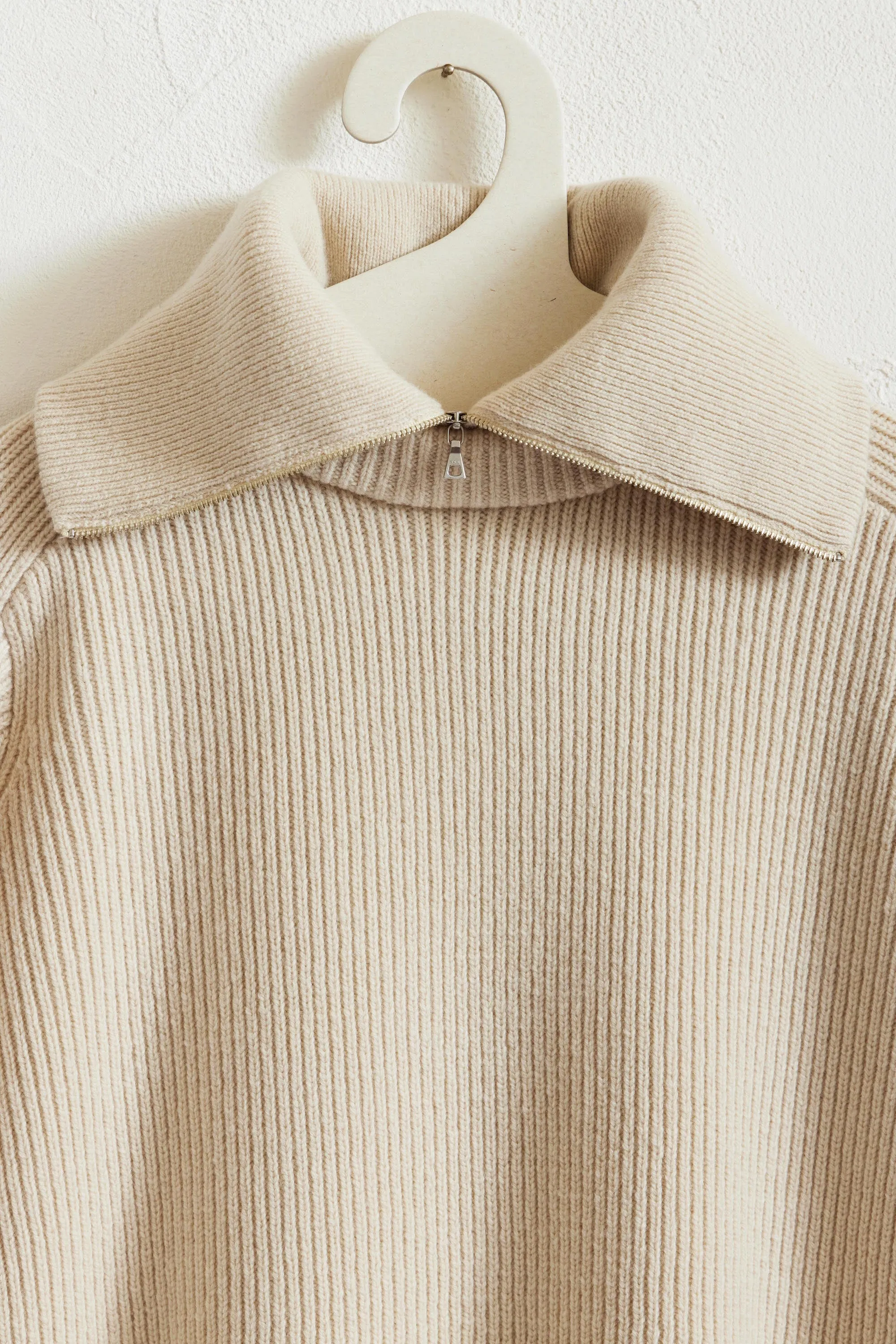 Rib Knit Zip Pullover