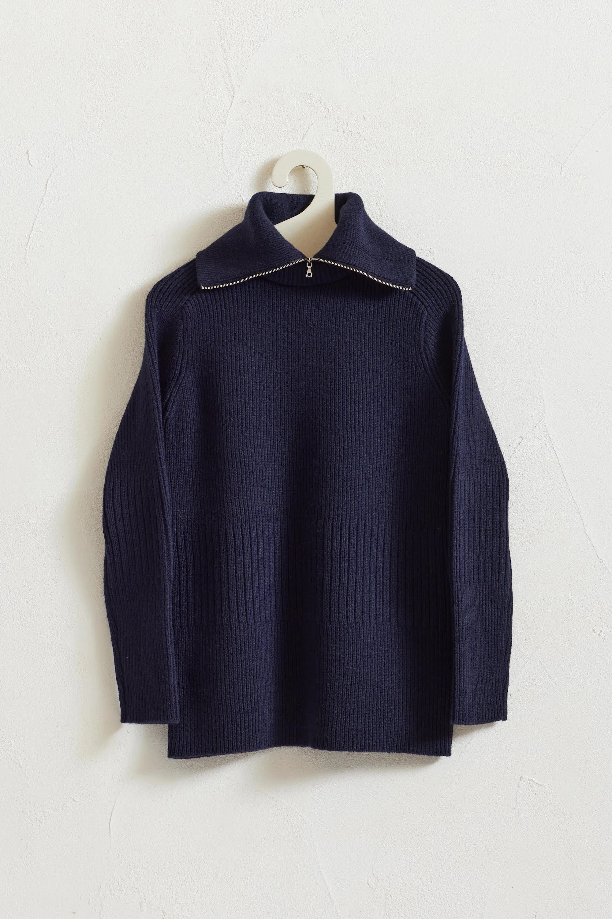 Rib Knit Zip Pullover