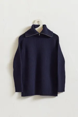 Rib Knit Zip Pullover