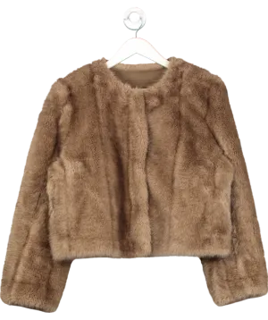 SAISON Studio Brown Luxury Faux Fur Jacket One Size