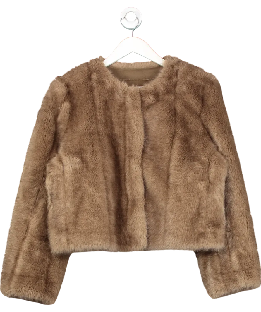 SAISON Studio Brown Luxury Faux Fur Jacket One Size