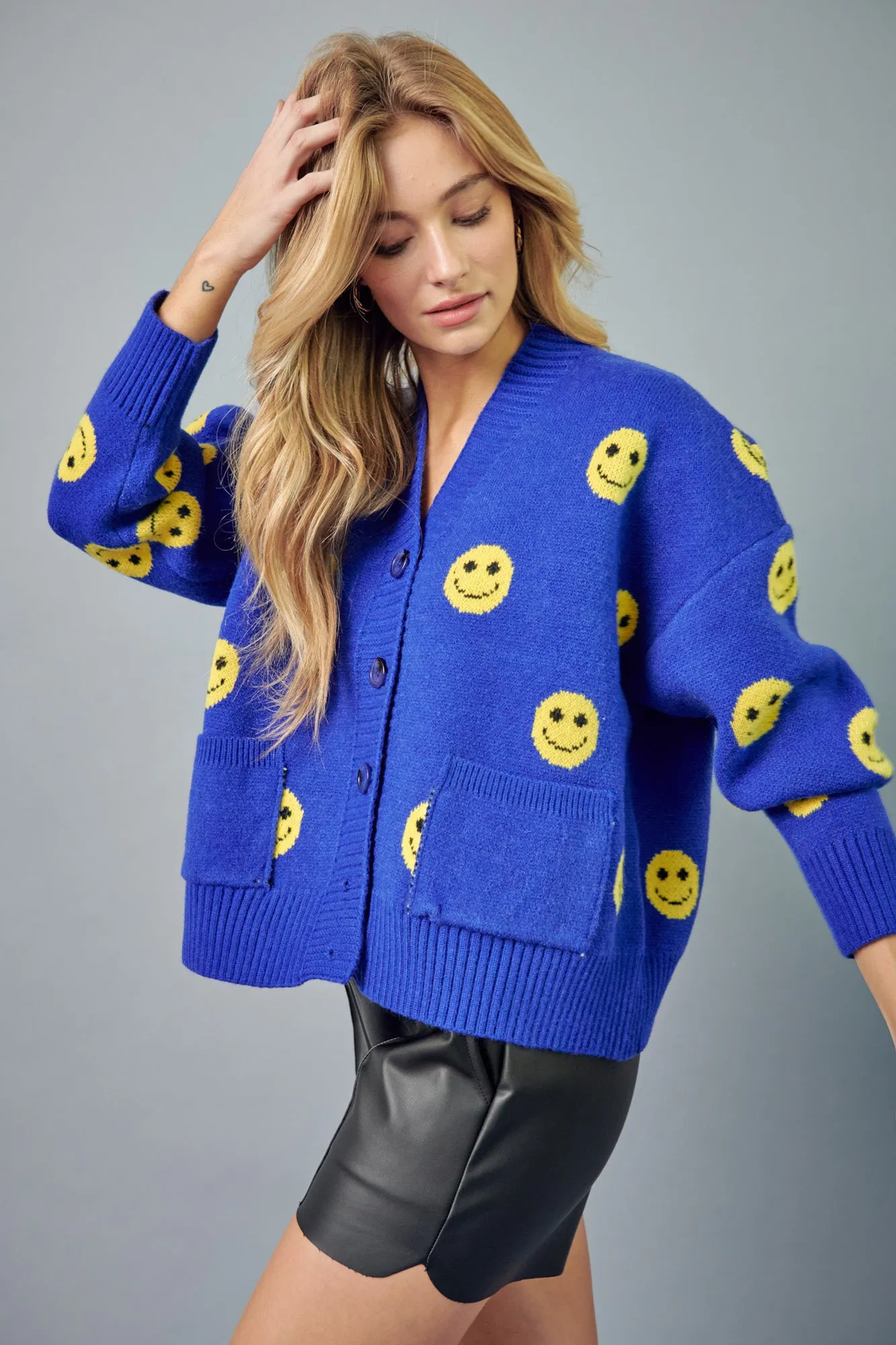 Smile Pattern Knit Cardigan