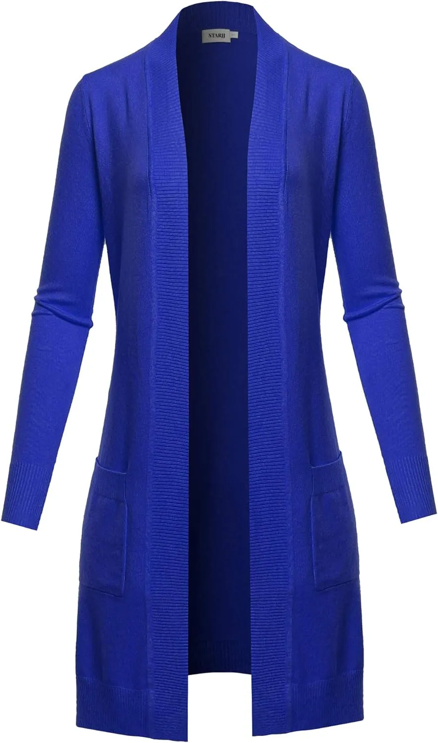 STARJJ Womens Soft Stetchy Knit Longline Open Front Sweater Cardigan with Pockets (S-3X)