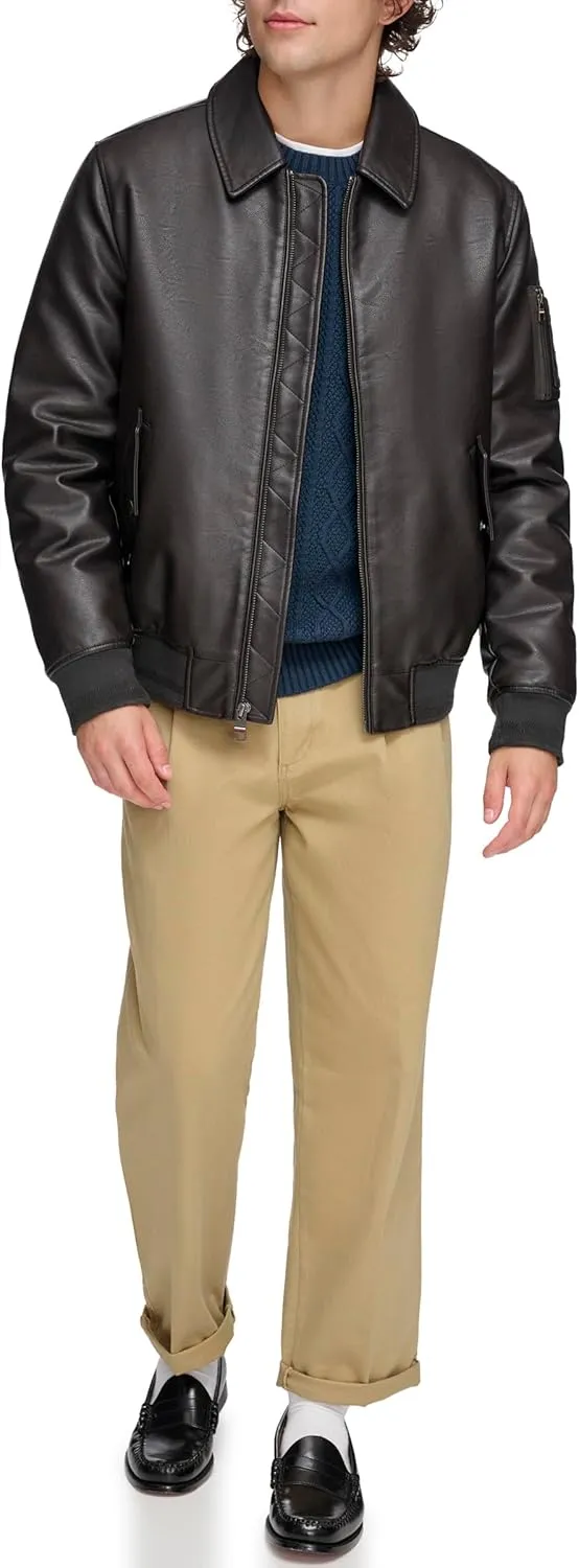 Tommy Hilfiger Men's Faux Leather Bomber Jacket
