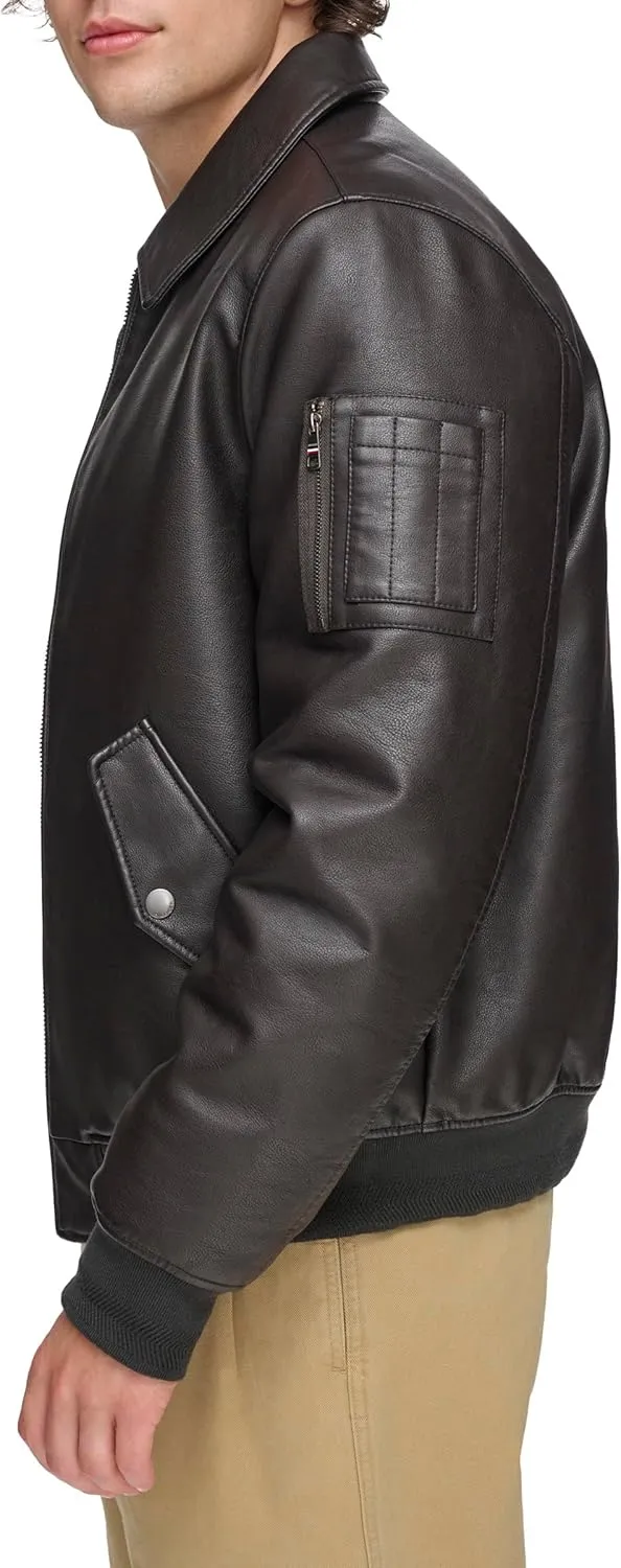 Tommy Hilfiger Men's Faux Leather Bomber Jacket