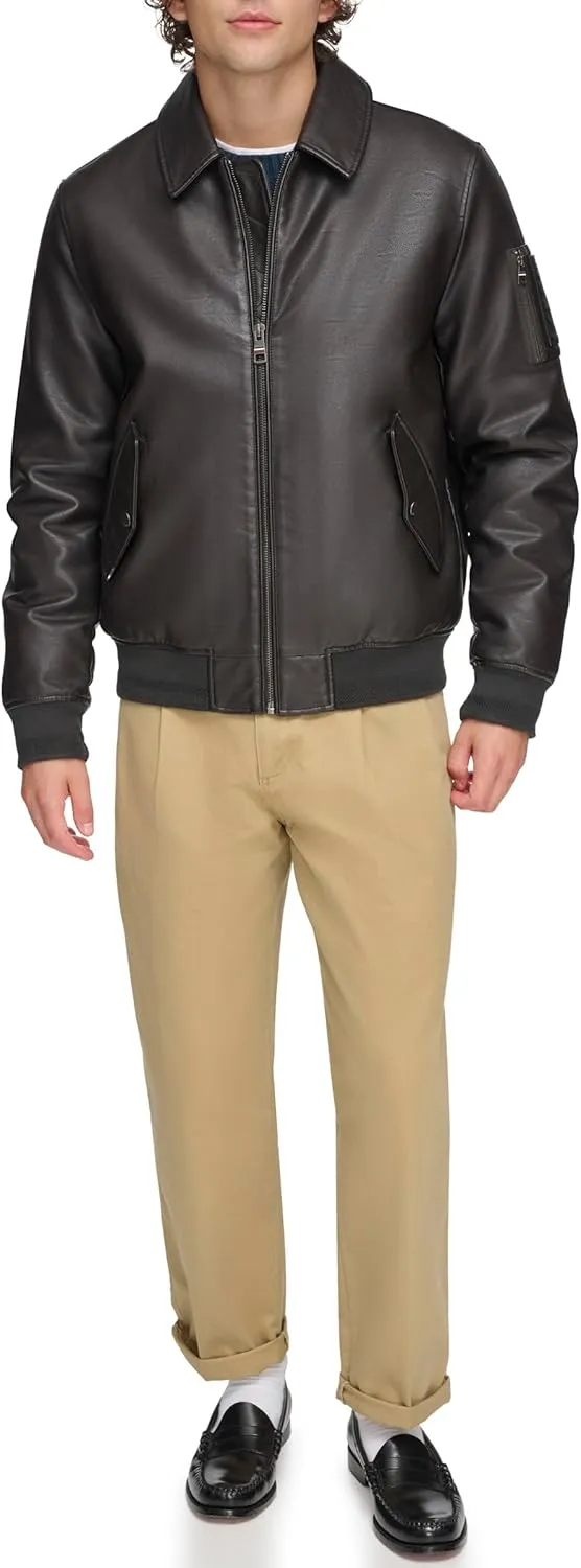 Tommy Hilfiger Men's Faux Leather Bomber Jacket