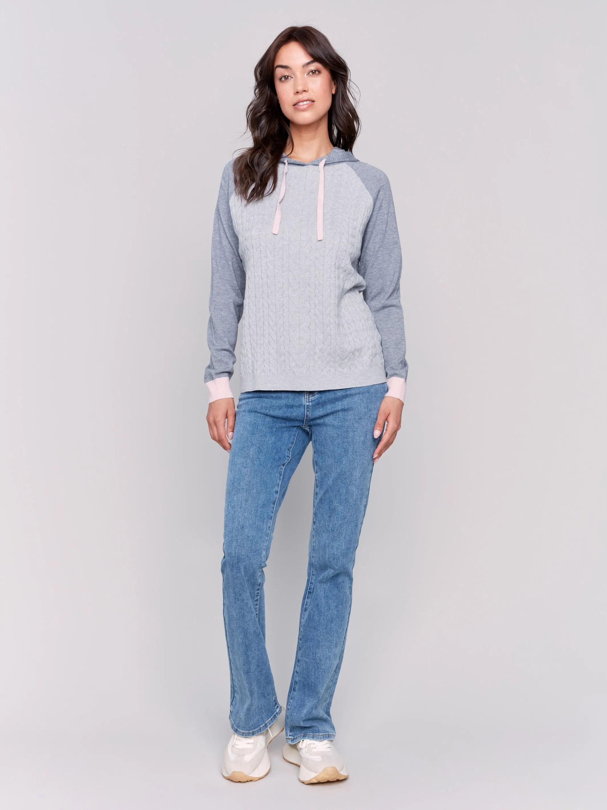 Two-Toned Hoodie Sweater - Grey - H-Grey