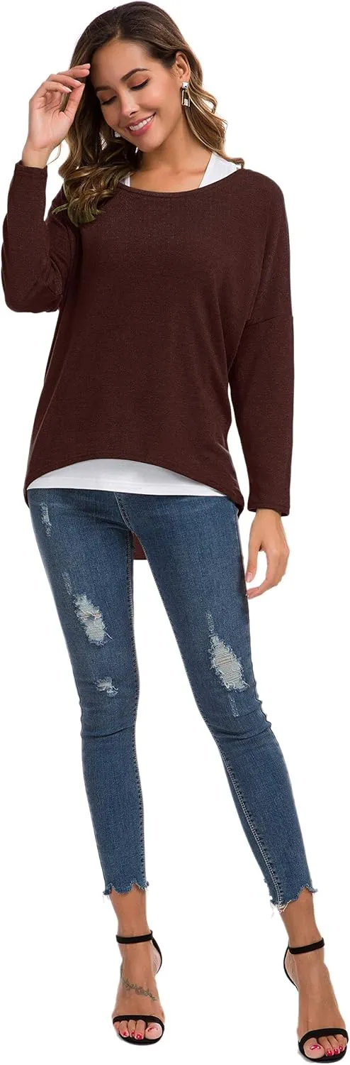 UGET Women's Oversized Baggy Tops Loose Fitting Pullover Casual Blouse T-Shirt Sweater Batwing Sleeve