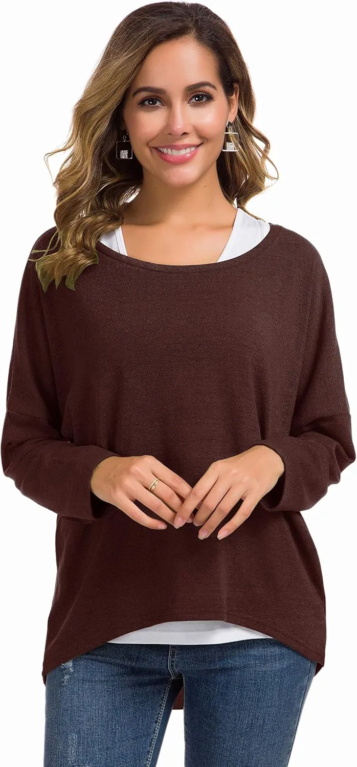 UGET Women's Oversized Baggy Tops Loose Fitting Pullover Casual Blouse T-Shirt Sweater Batwing Sleeve