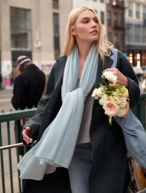 White   Warren - Cashmere Travel Wrap in Calm Water
