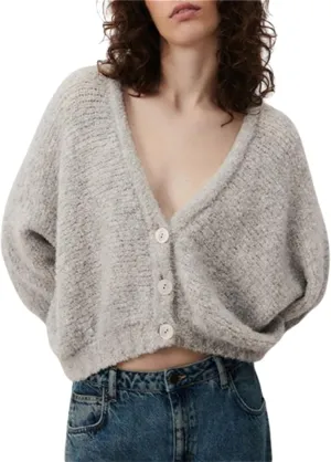 Women's Oversized Chunky Cardigan Deep V Neck Fuzzy Long Sleeve Button Down Closure Sweater Cardigan