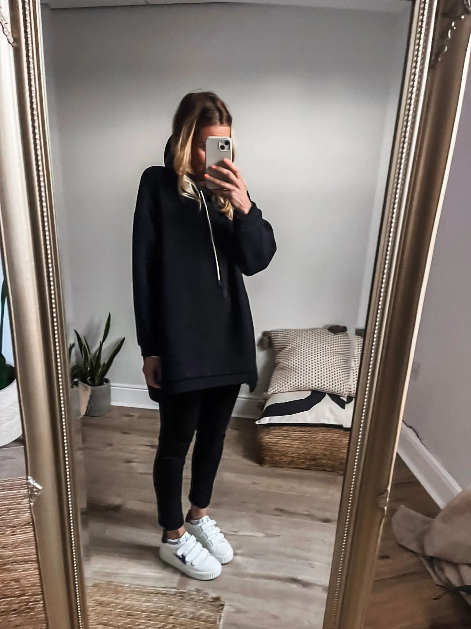 Zip Detail Plain Hoodie