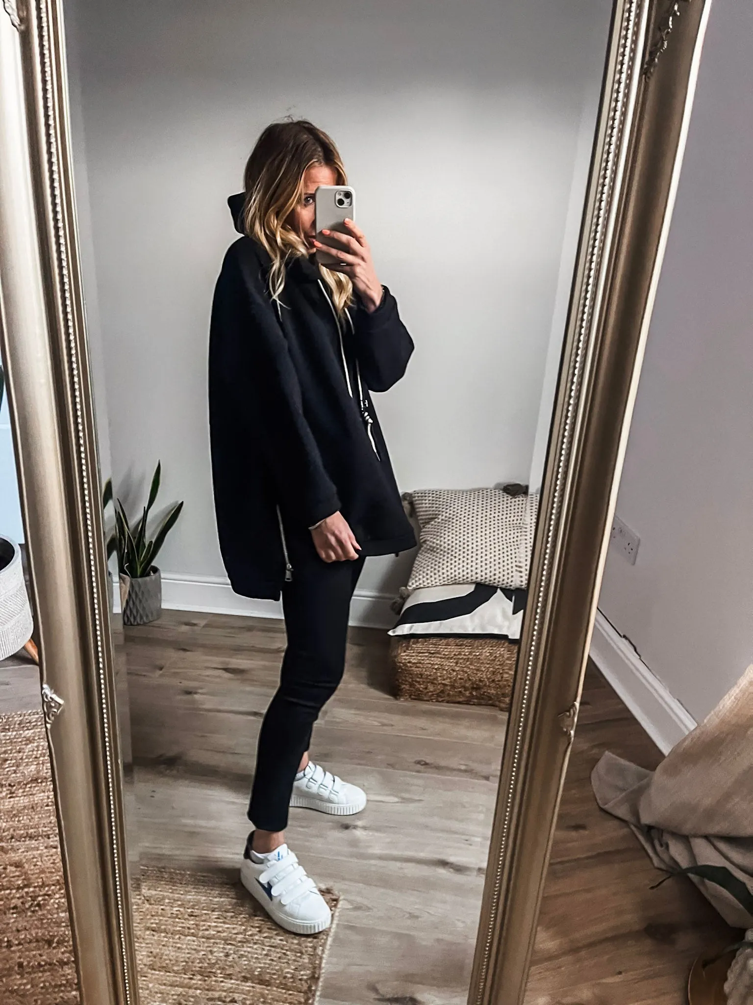 Zip Detail Plain Hoodie