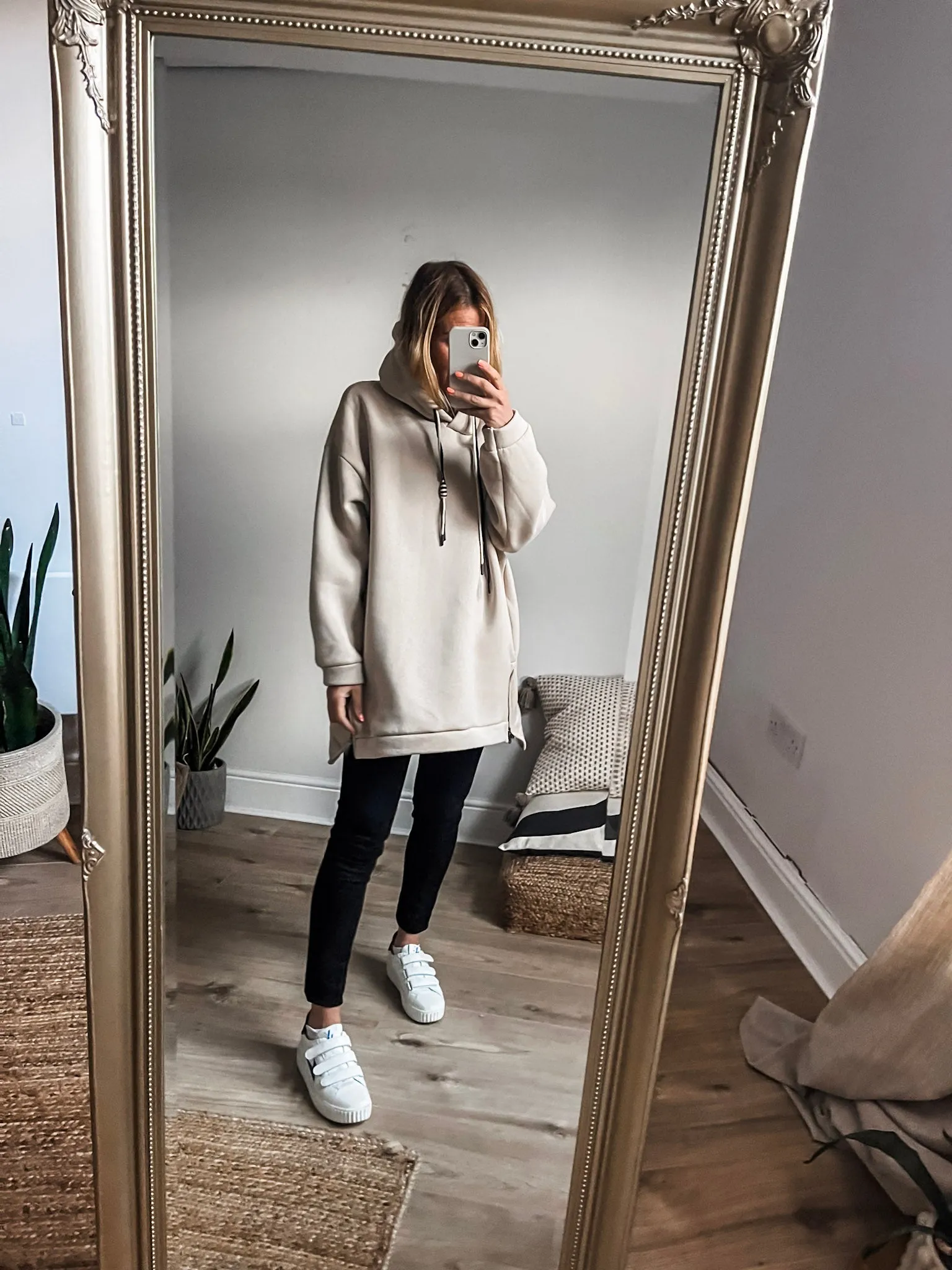 Zip Detail Plain Hoodie