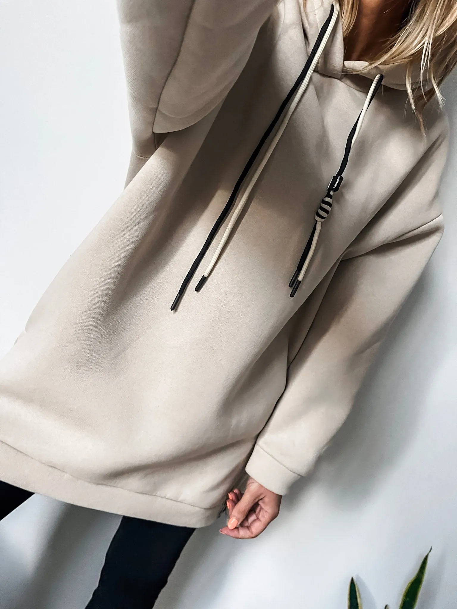 Zip Detail Plain Hoodie